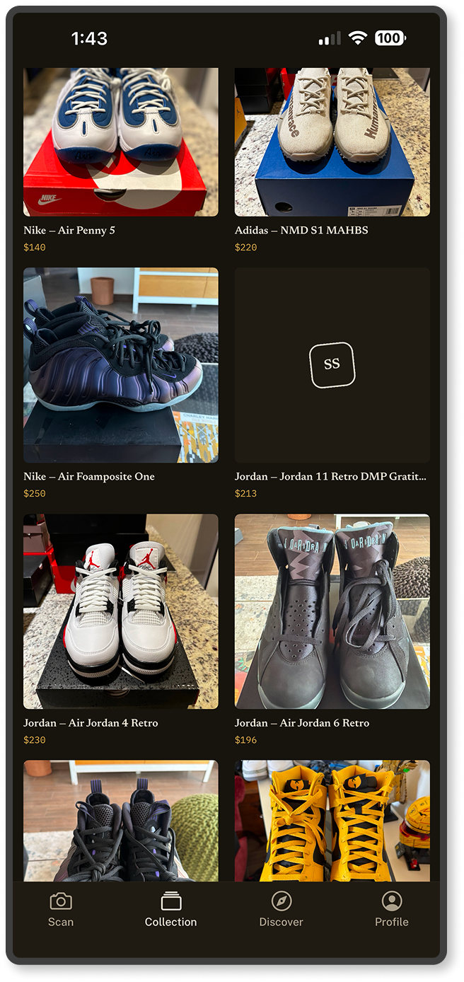 Collection grid view in dark theme preserving the same record hierarchy.