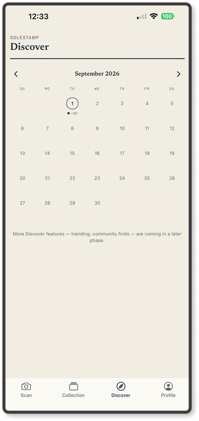 Release discovery calendar browsing upcoming sneaker releases.
